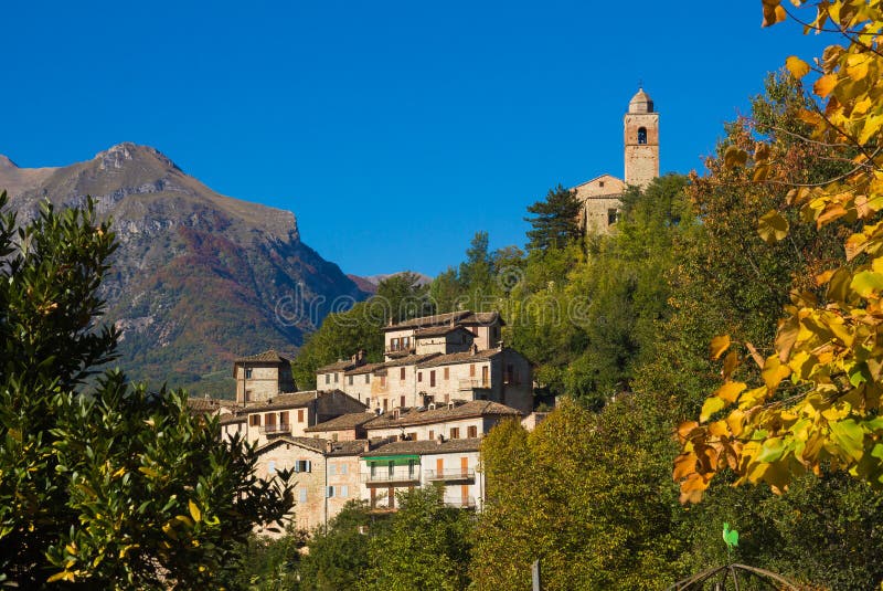 Montefortino medieval village in the Sibillini mountains.