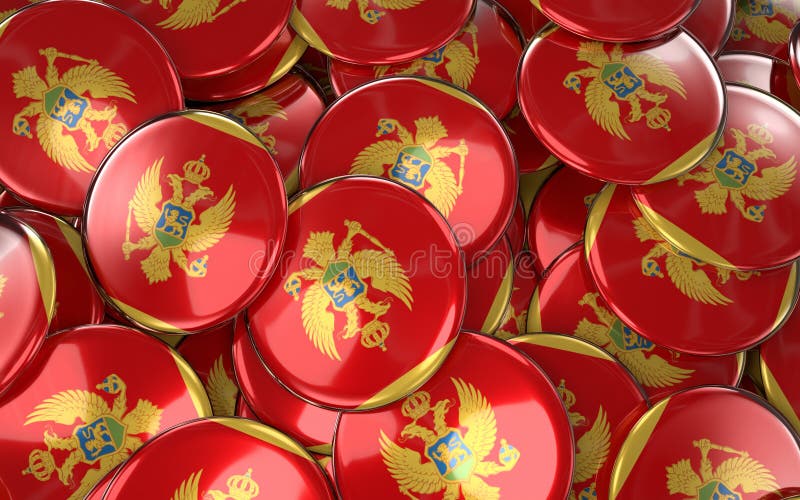 Montenegro Badges el fondo - pila de botones montenegrinos de la bandera
