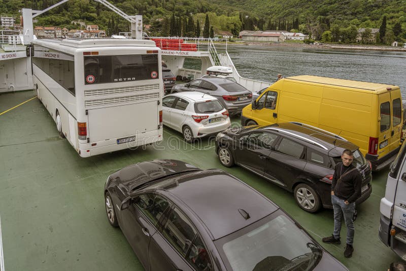 Montenegro May 7, 2022 Cars on Ferry Editorial Photography Image