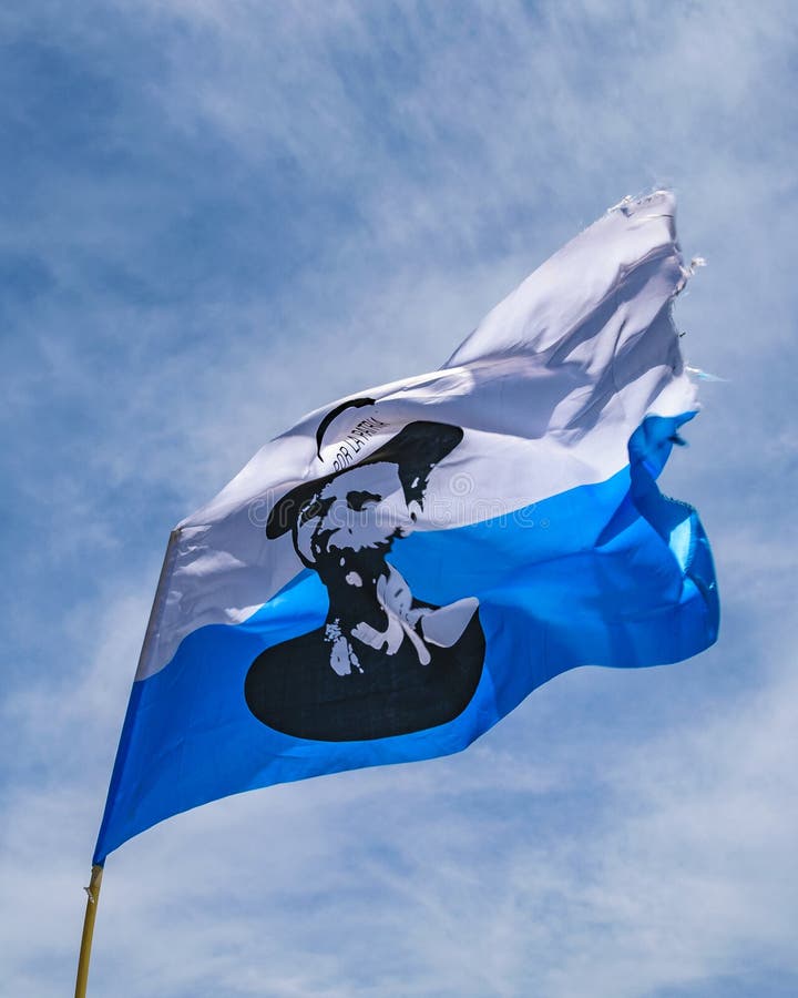 Aparicio Saravia Flag, Political Act Celebration, Montevideo, Uruguay royalty free stock photo Aparicio Saravia Flag, Political Act Celebration, Montevideo, Uruguay royalty free stock photo