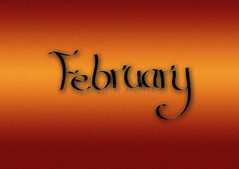 Month of February lettering background vector illustration