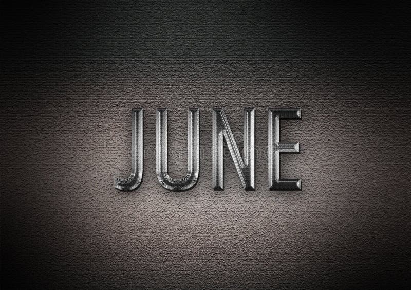Month of June metallic text graphic for headers and titles royalty free illustration