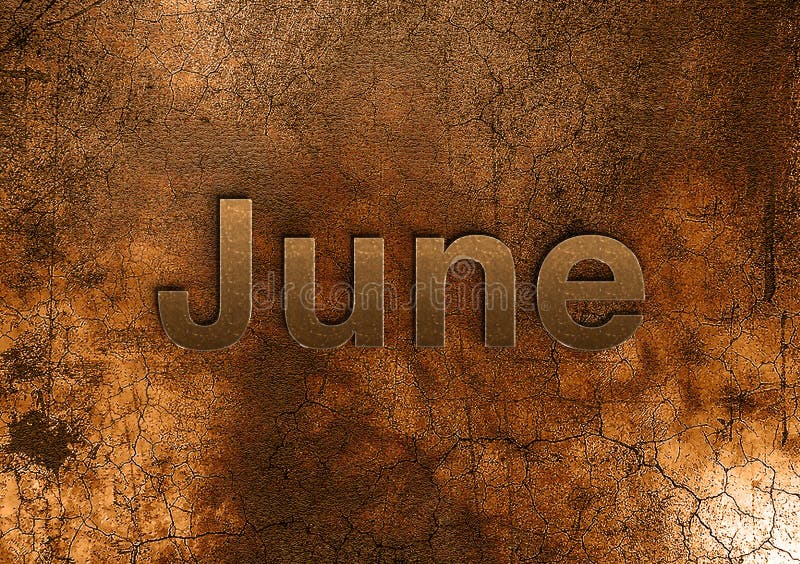 Month of June text type written on gravel stock illustration