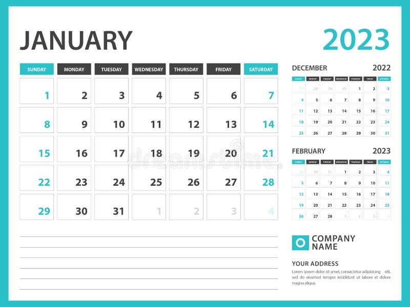 Monthly Calendar Template For 2023 Year January 2023 Year Week Starts