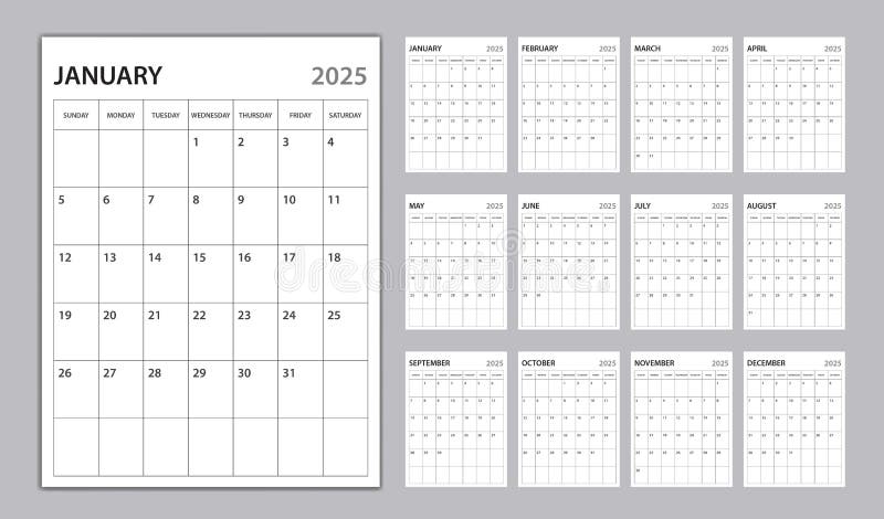 Monthly calendar template for 2025 year planner 2025 template week 