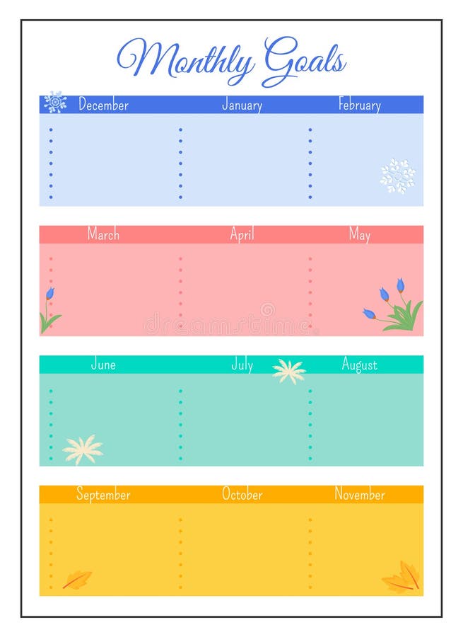 Download Creative Monthly Planner With Gold Glitter Sparkles On Pink Brushstroke Background. Stock Vector ...