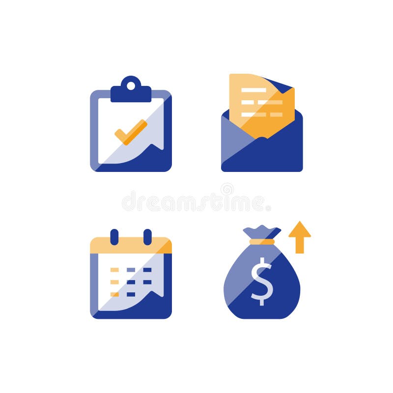 Monthly loan payment installment, financial calendar, annual revenue, long term value investment and return, time period royalty free illustration Monthly loan payment installment, financial calendar, annual revenue, long term value investment and return, time period royalty free illustration
