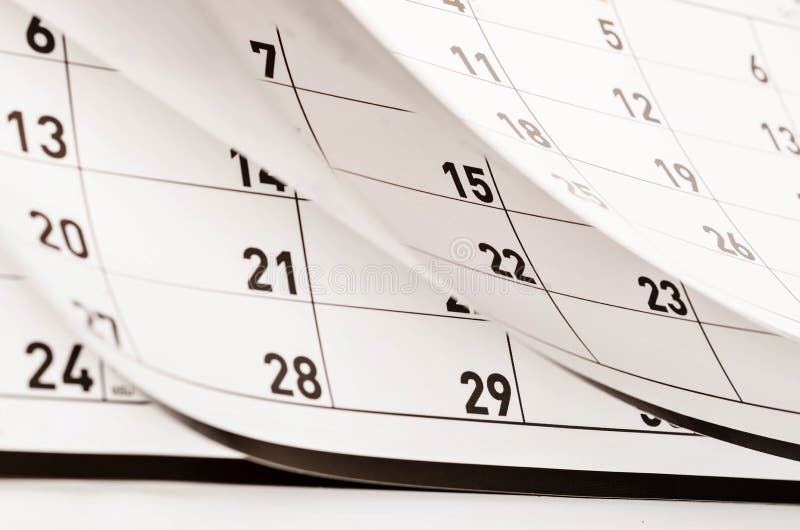 Months and Dates Shown on a Calendar. Stock Photo Image of date