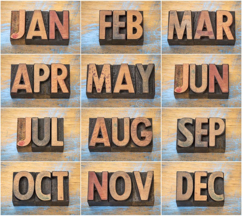 Type month. Months abbreviations.