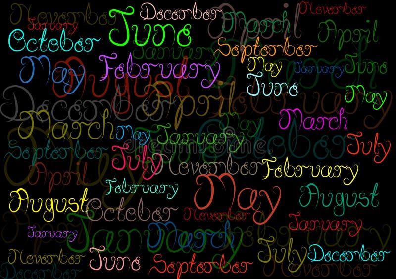 Months words title header background wallpaper stock illustration