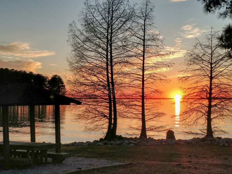 Monticello Reservoir in South Carolina at Sunset Stock Image Image of