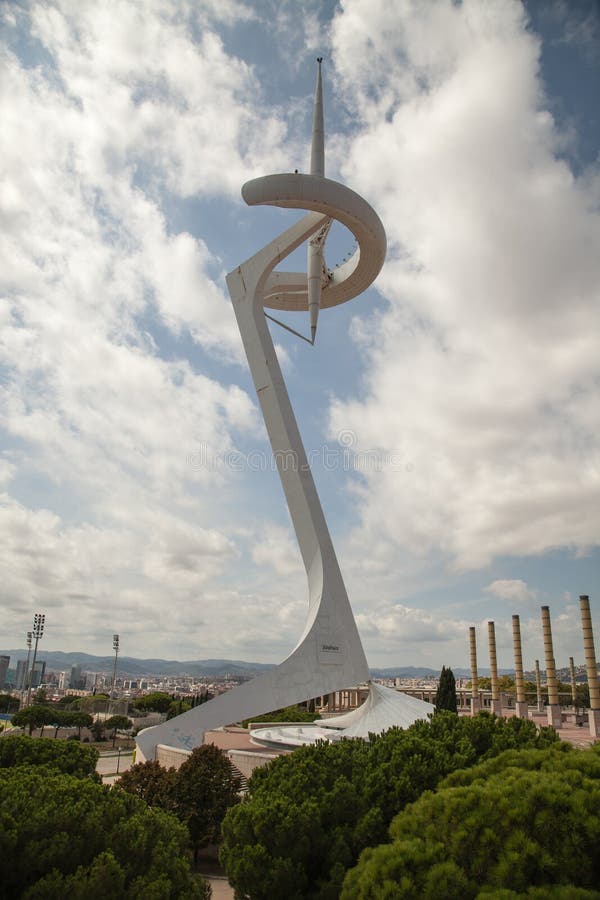 Montjuic Communications Tower In Barcelona, Spain Editorial Stock Image ...