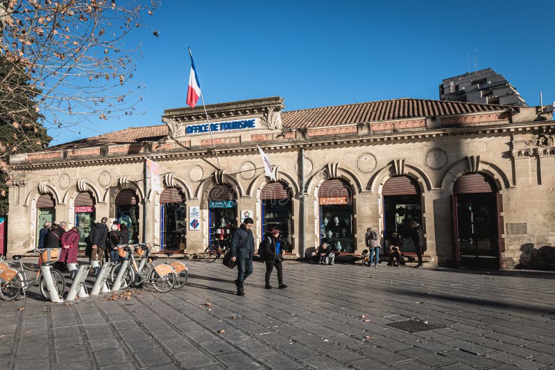 Architectural detail of the city s tourist office of Montpellier