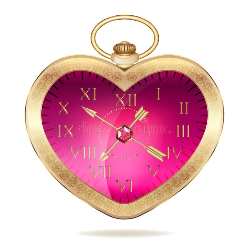Montre de poche d'or sous forme de coeur illustration libre de droits Montre de poche d'or sous forme de coeur illustration libre de droits