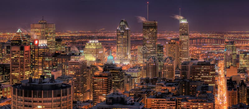 Montreal bij Nacht stock afbeeldingen Montreal bij Nacht stock afbeeldingen