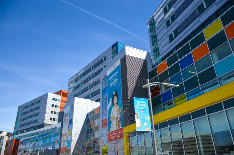 Montreal Children Hospital editorial stock photo. Image of glass 90297098