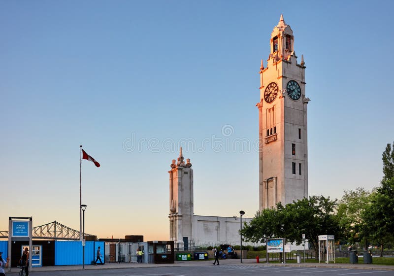Montreal clock tower Quai de l`Horloge located at the entrance of the old port in Montreal, Canada royalty free stock images Montreal clock tower Quai de l`Horloge located at the entrance of the old port in Montreal, Canada royalty free stock images