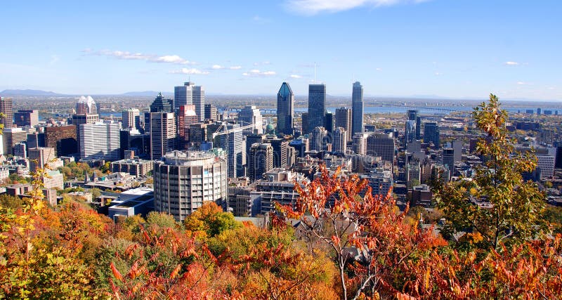 The view of the city from the Kondiaronk Belvedere Mount Royal. royalty free stock image The view of the city from the Kondiaronk Belvedere Mount Royal. royalty free stock image