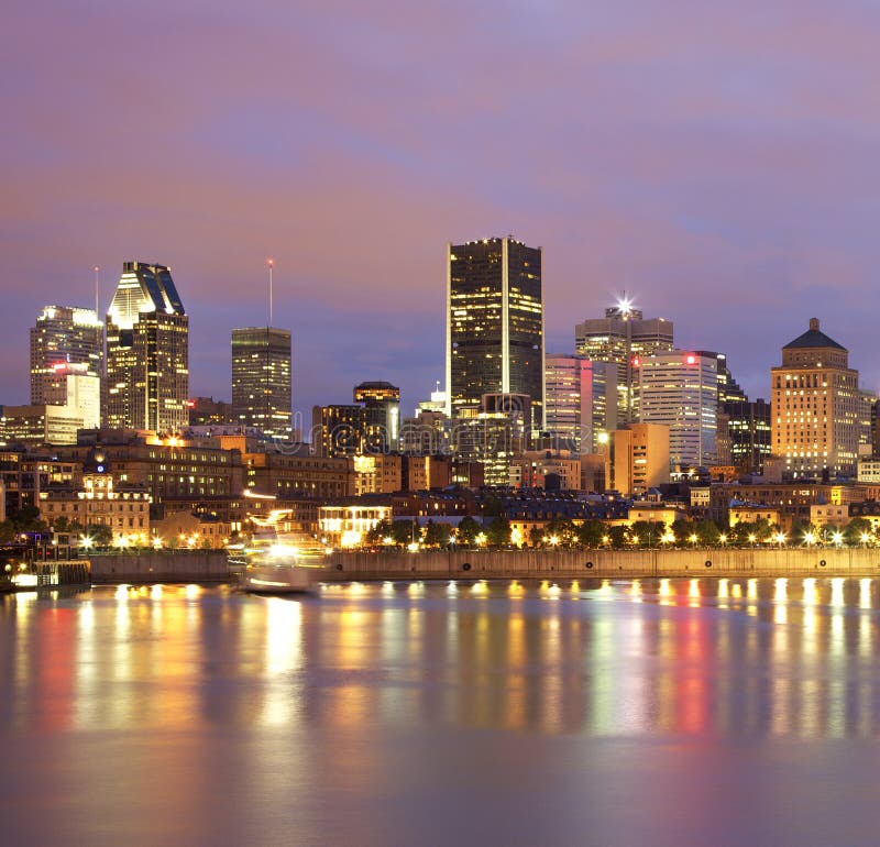 Montreal Skyline and Saint Lawrence River at Sunse Stock Image Image