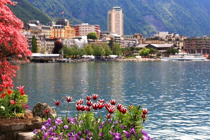 Montreux Genewa i jezioro, Szwajcaria. obraz royalty free Montreux Genewa i jezioro, Szwajcaria. obraz royalty free