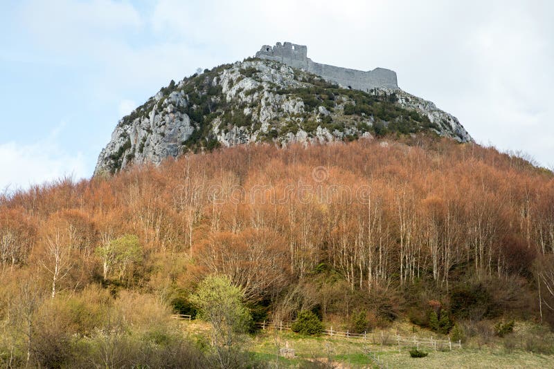 Montsegur castle in French Pyrenees