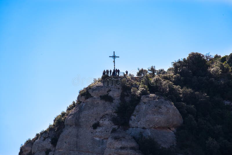 Montserrat Monastery on Mountain in Barcelona, Catalonia. Stock Image ...