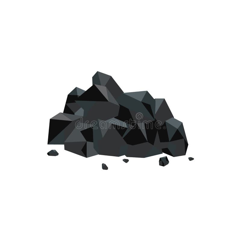 Montão do vetor liso mineral de carvão natural preto isolado no fundo branco ilustração royalty free Montão do vetor liso mineral de carvão natural preto isolado no fundo branco ilustração royalty free