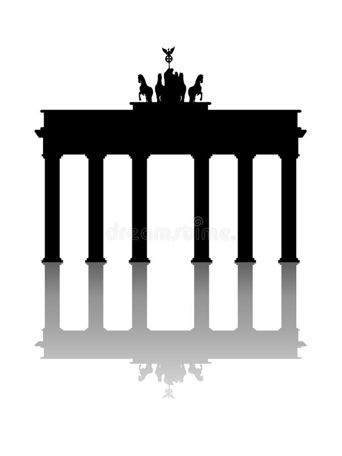 Monument Brandenburger Tor Mit Spiegeleffektvektor Auf Weissem Hintergrund Vektor Abbildung Illustration Von Weissem Hintergrund