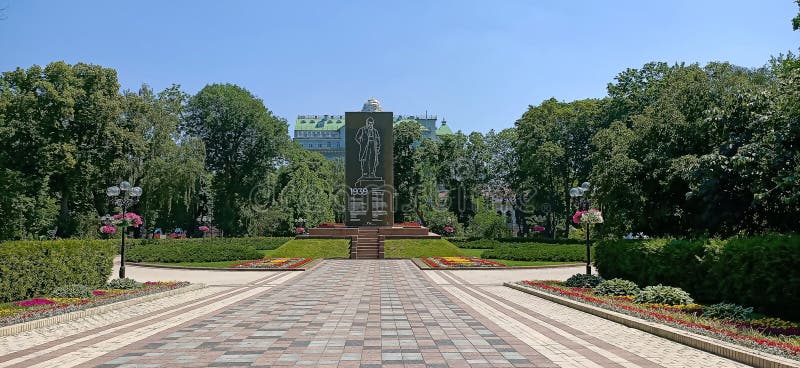 Kyiv, Ukraine June 11, 2022: Monument to the writer, poet, artist and sage of the Ukrainian people Taras Grigoryevich Shevchenko - protected during the war with Russia. Kyiv, Ukraine June 11, 2022: Monument to the writer, poet, artist and sage of the Ukrainian people Taras Grigoryevich Shevchenko - protected during the war with Russia