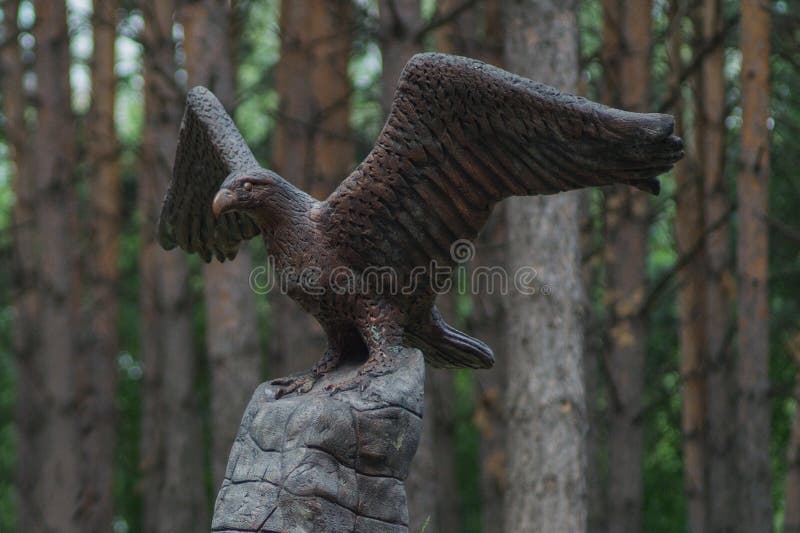 Monument of an Eagle on a Rock Stock Photo Image of forest, park 118064718