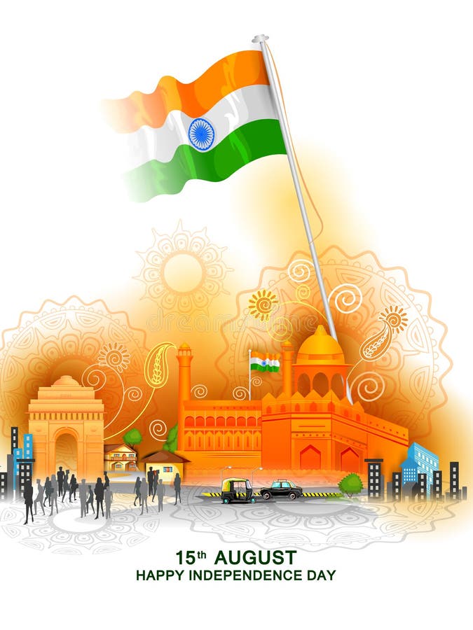 Monument en Oriëntatiepunt van India op Indische de vieringsachtergrond van de Onafhankelijkheidsdag vector illustratie Monument en Oriëntatiepunt van India op Indische de vieringsachtergrond van de Onafhankelijkheidsdag vector illustratie