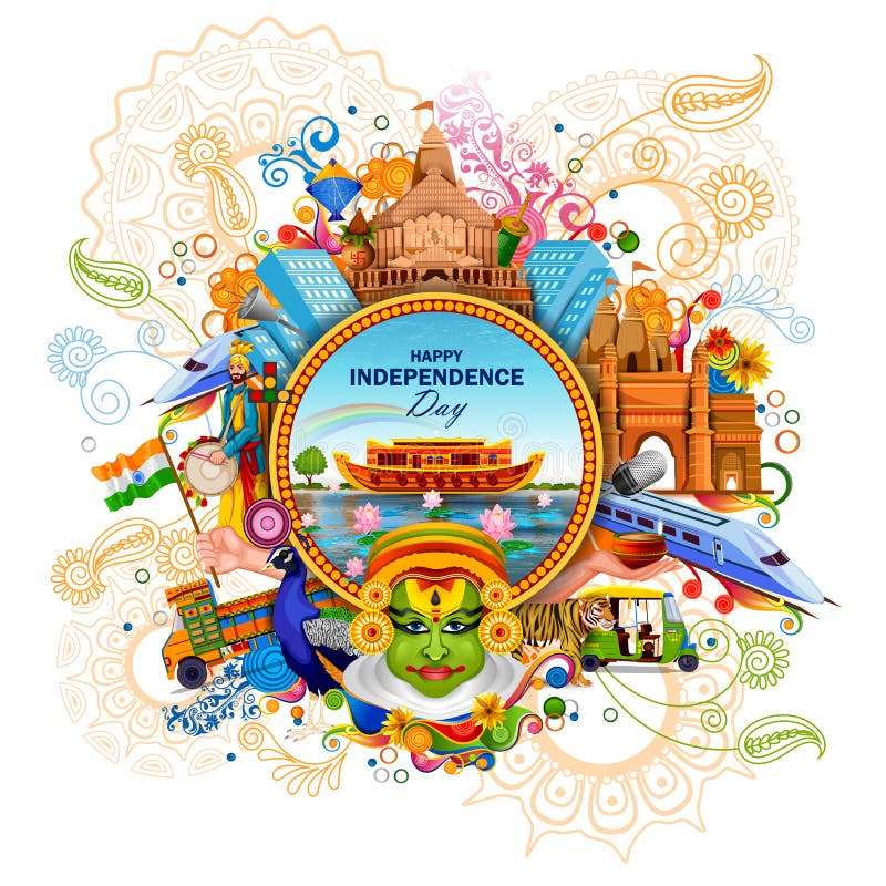 Monument en Oriëntatiepunt van India op Indische de vieringsachtergrond van de Onafhankelijkheidsdag stock illustratie Monument en Oriëntatiepunt van India op Indische de vieringsachtergrond van de Onafhankelijkheidsdag stock illustratie