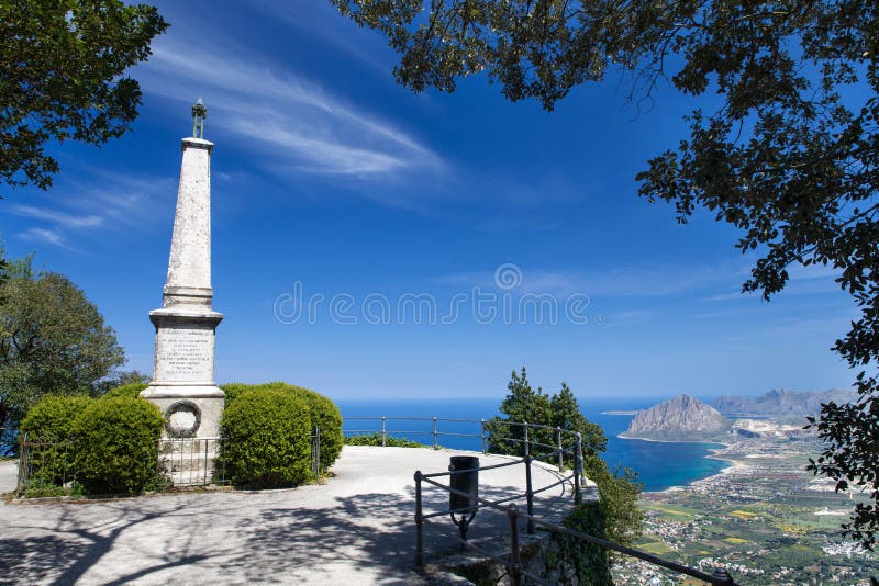 Monument in Erice, Sicily stock photo