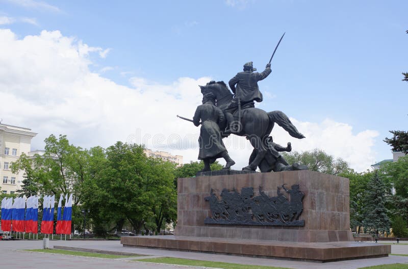 Monument `First of horsemen`-sculptor E. Vucetich. Dedicated to the heroes of the Civil War, Rostov liberated from the White Guar