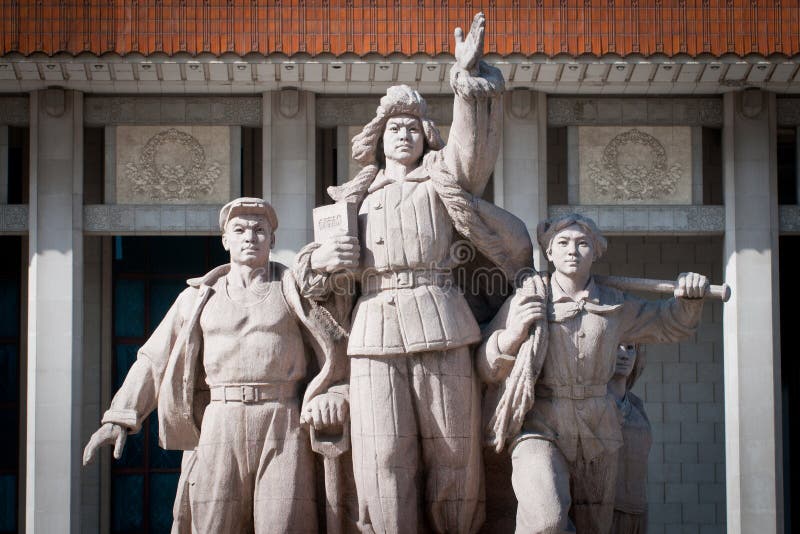 Revolutionary statues in front of Mausoleum of Mao Zedong at Tiananmen Square in Beijing, China. Revolutionary statues in front of Mausoleum of Mao Zedong at Tiananmen Square in Beijing, China