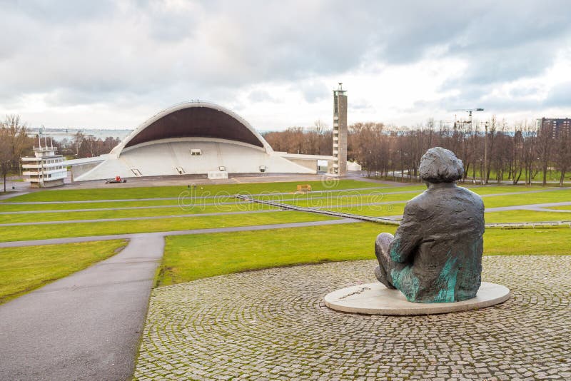 Monument Gustav Ernesaks looking at Amphitheater, music stadium.