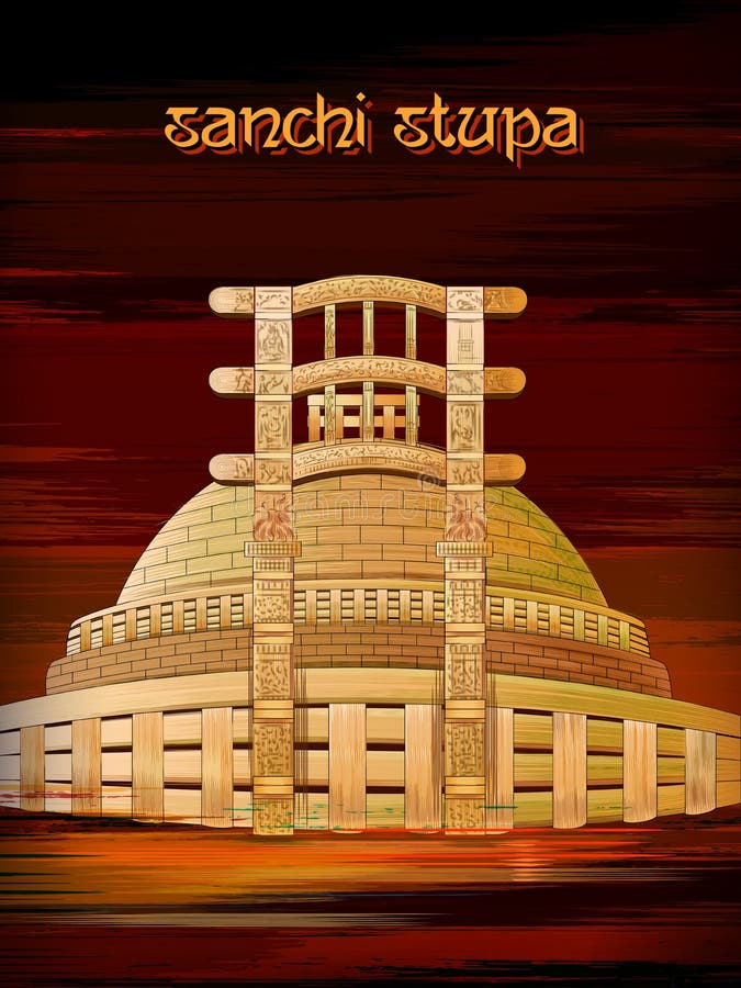 Monument historique Sanchi Stupa dans Madhya Pradesh, Inde illustration de vecteur Monument historique Sanchi Stupa dans Madhya Pradesh, Inde illustration de vecteur