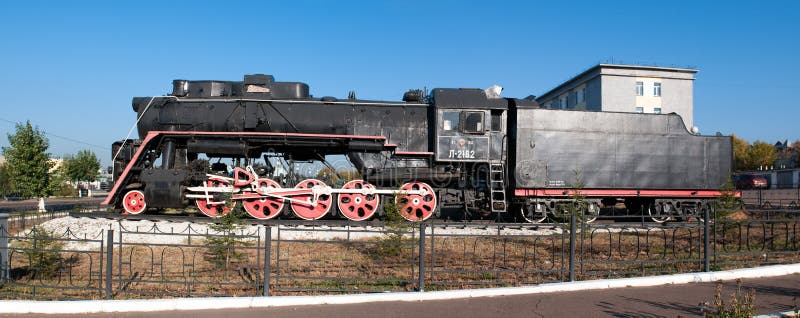 Monument of old steam locomotive.