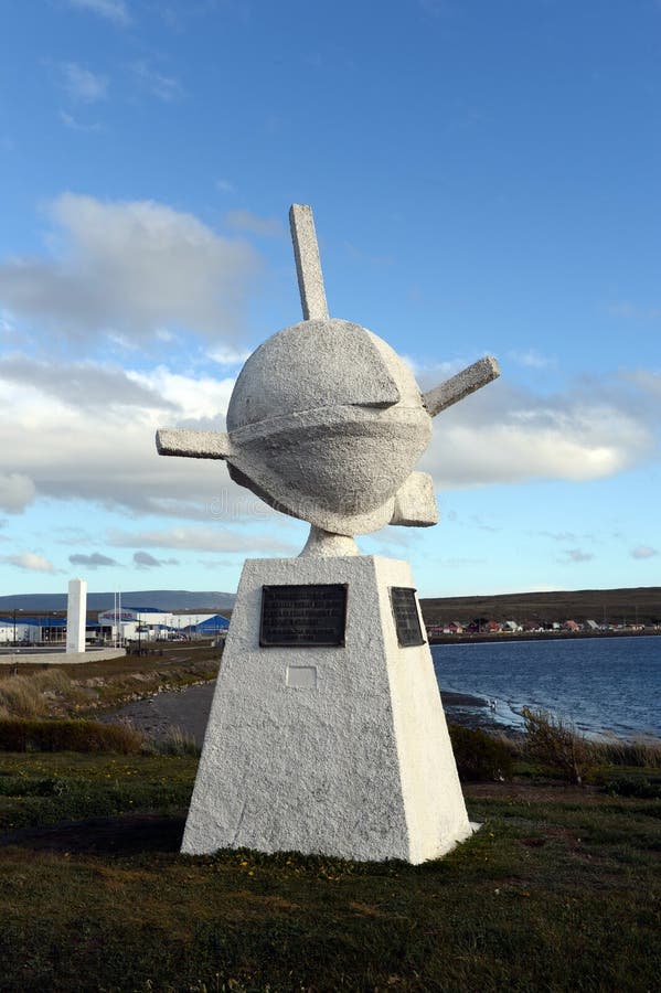 The monument to the first settlers -the founders of the village of Porvenir. stock photography The monument to the first settlers -the founders of the village of Porvenir. stock photography