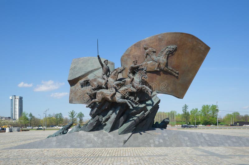 Moscow, Russia - may 3, 2018: Monument opened on August 1, 2014 in honor of the centenary of the First World war. The authors of the monument - sculptors A. Kovalchuk, P. Lyubimov and V. Yusupov, and architects M. Korsi and S. Shlenkina. Moscow, Russia - may 3, 2018: Monument opened on August 1, 2014 in honor of the centenary of the First World war. The authors of the monument - sculptors A. Kovalchuk, P. Lyubimov and V. Yusupov, and architects M. Korsi and S. Shlenkina