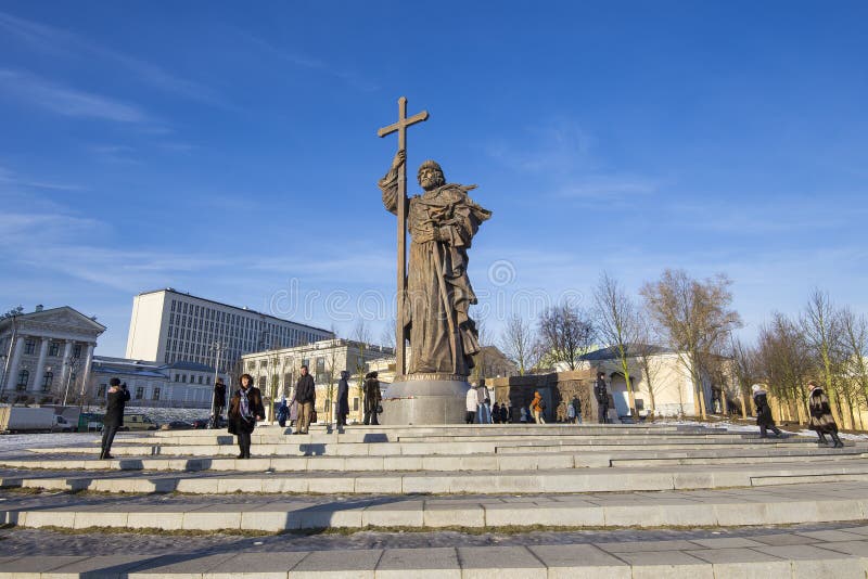 Monument to Holy Prince Vladimir the Great on Borovitskaya Square in Moscow near the Kremlin, Russia