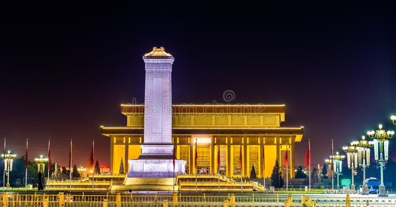 Monument to the People's Heroes and Mausoleum of Mao Zedong on Tiananmen square in Beijing, China