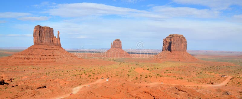 Monument Valley is a region of the Colorado Plateau characterized by a cluster of vast sandstone buttes above the valley floor. It is located on the Arizona-Utah state line, USA