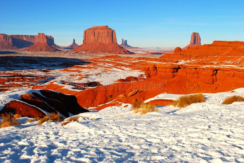 Monument Valley in the snow royalty free stock photos
