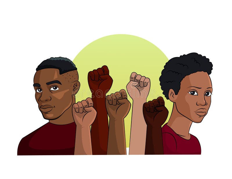 Cartoon vector illustration of a Black Lives Matter montage. Cartoon vector illustration of a Black Lives Matter montage