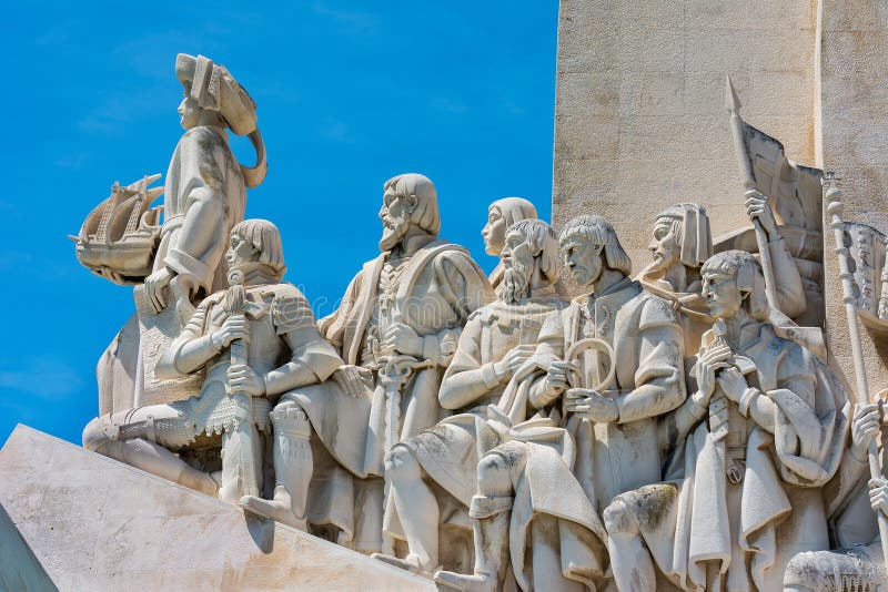 Monument to the Discoveries at Belem Lisbon Portugal detail of figures. Monument to the Discoveries at Belem Lisbon Portugal detail of figures.