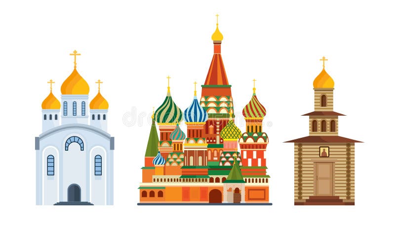 Monumentenarchitectuur, beroemde Orthodoxe Kerk van St Basil Blessed, kathedraal stock illustratie Monumentenarchitectuur, beroemde Orthodoxe Kerk van St Basil Blessed, kathedraal stock illustratie