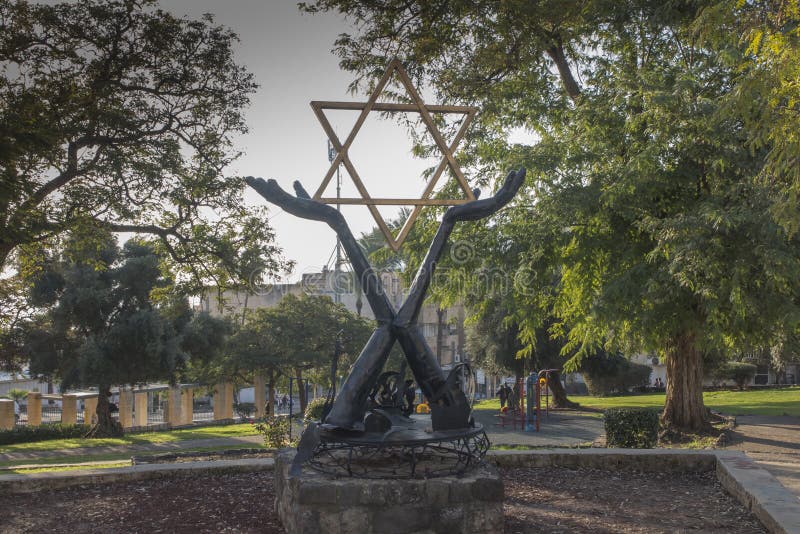 Monument with the Star of David on the square in the city of Tiberias on the Sea of Galilee, Israel. Monument with the Star of David on the square in the city of Tiberias on the Sea of Galilee, Israel