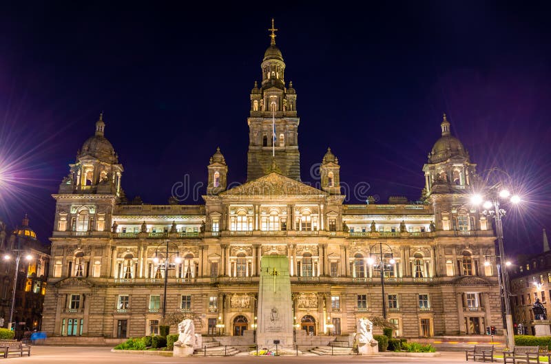Monumento de Glasgow City Chambers y de guerra del cenotafio imagenes de archivo Monumento de Glasgow City Chambers y de guerra del cenotafio imagenes de archivo