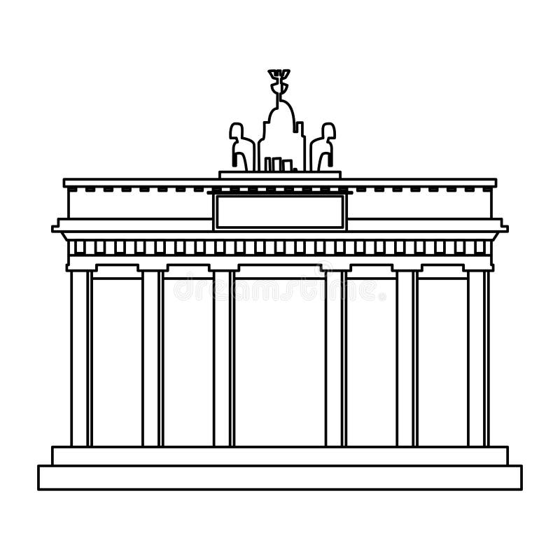 Monumento de la puerta de Brandeburgo en blanco y negro libre illustration Monumento de la puerta de Brandeburgo en blanco y negro libre illustration